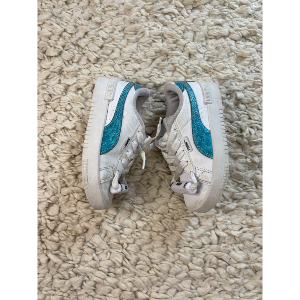 Girls' Puma White & Blue Sparkle Sneakers Size 13 (Little Girl) lace up - Picture 2 of 9